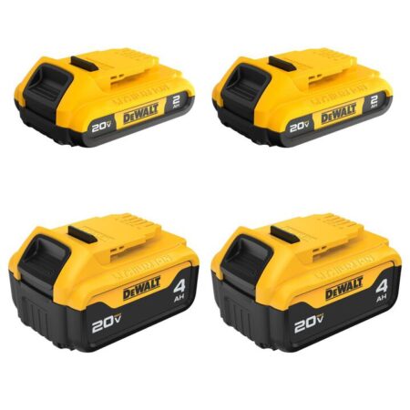 DEWALT 20V MAX 20V 2Ah/4Ah Lithium Ion Power Tool Battery Pack with Fuel Indicator (4 Pack)